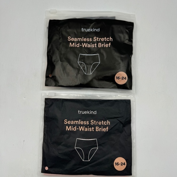 Truekind Other - 2 Pair Seamless Stretch Mid Waist Brief 16-24 1 Black 1 Tan